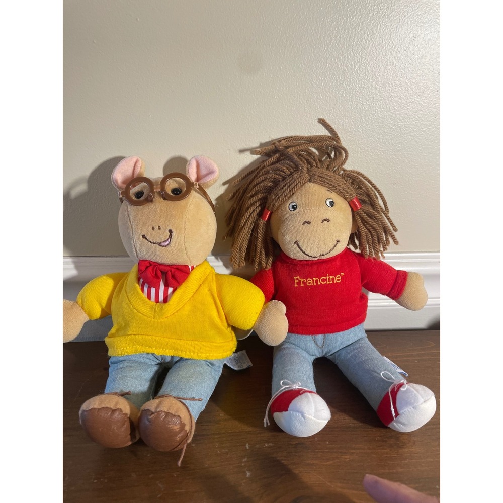 Vintage 90s Eden Arthur and Francine Plush Doll Set Marc Brown PBS Kids 11 inch